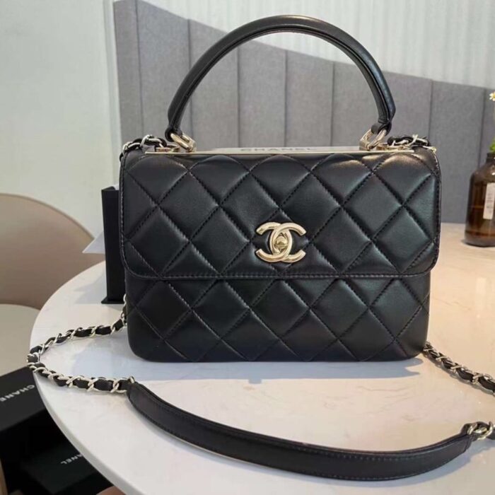 Chanel CC Trendy Leather Bag Black 25cm - Image 2