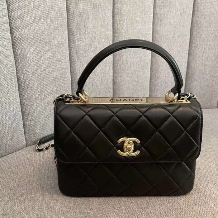 Chanel CC Trendy Leather Bag Black 25cm - Image 8