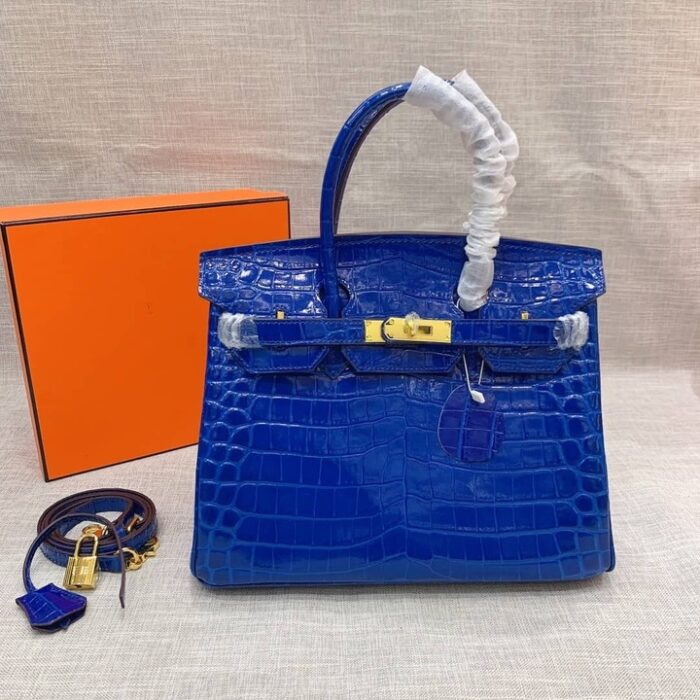 Hermes Birkin 30 Crocodile Gold-toned Hardware Dark Blue 30cm - Image 2