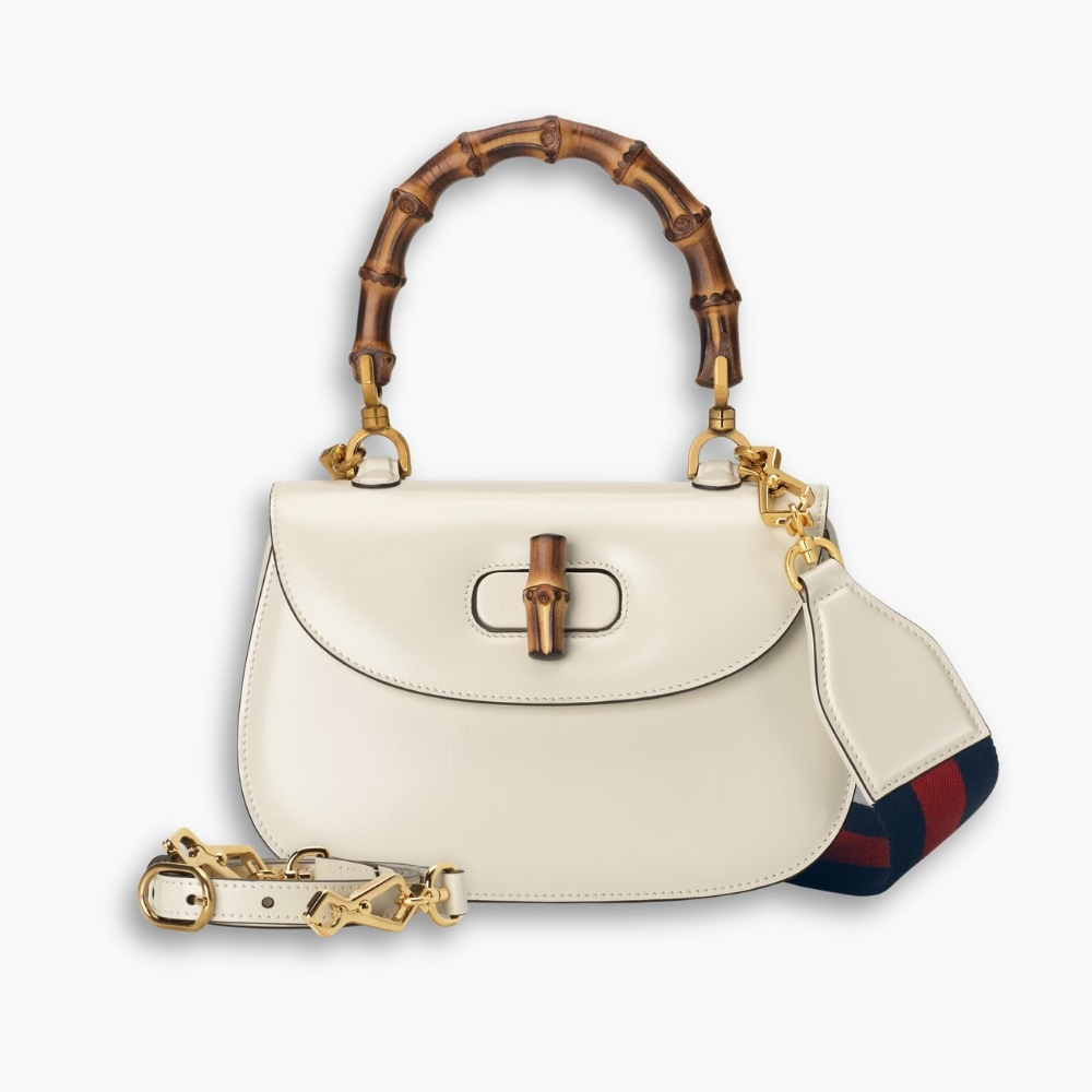 Gucci Bamboo 1947 Small Bag White 21Cm 675797 10ODT 8454