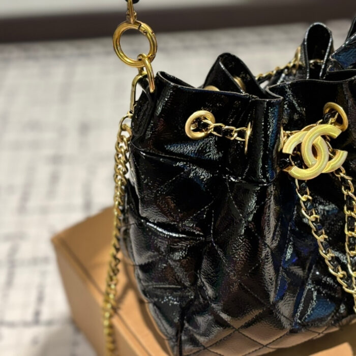 Chanel Draw String Bucket Bag Black 27Cm - Image 4