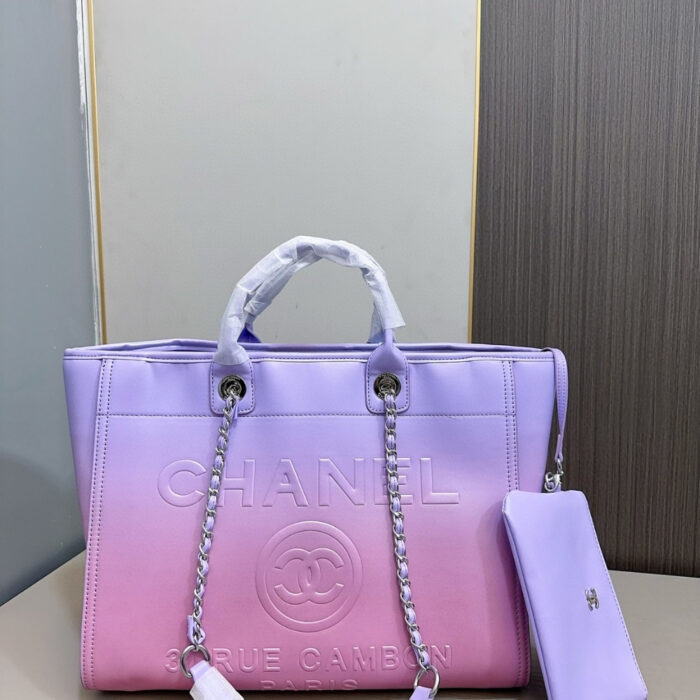 Chanel Small Deauville Shopping Tote Pink and Purple Ombre 38Cm - Image 2