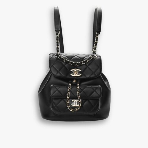 Chanel 22 Mini Duma Backpack With Gold Hardware Black 20cm