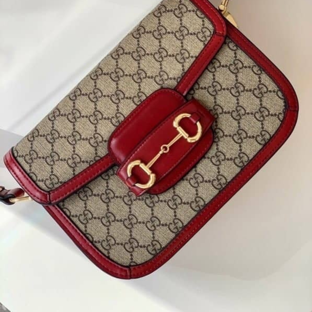 Gucci Horsebit 1955 Bag Beige Red 25cm 602204 92TCG 8561 - Image 3