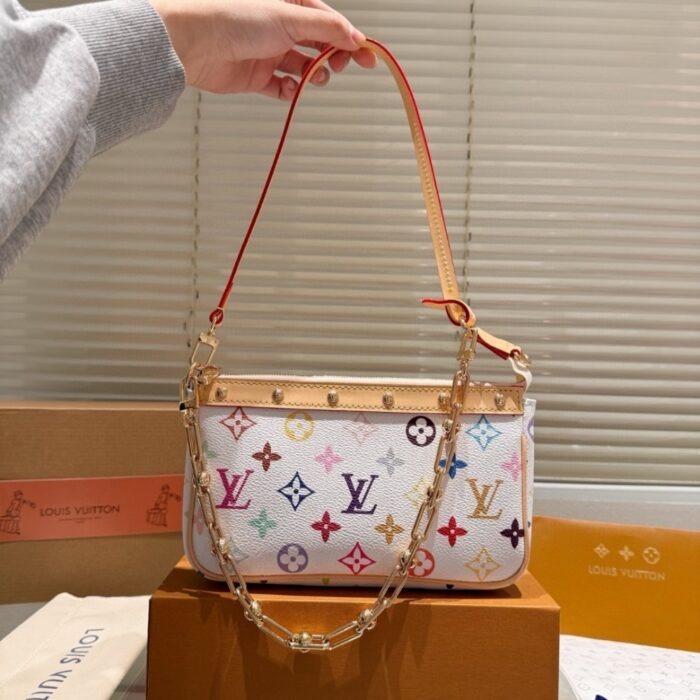 Louis Vuitton x Takashi Murakami Pochette Accessoires Multicolored Blanc 21Cm M13404 - Image 2