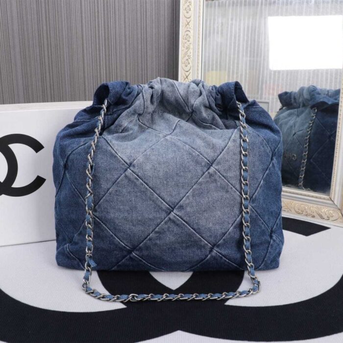 Chanel 22 Handbag Washed Denim Blue 41cm AS3261 B10439 NM981 - Image 3