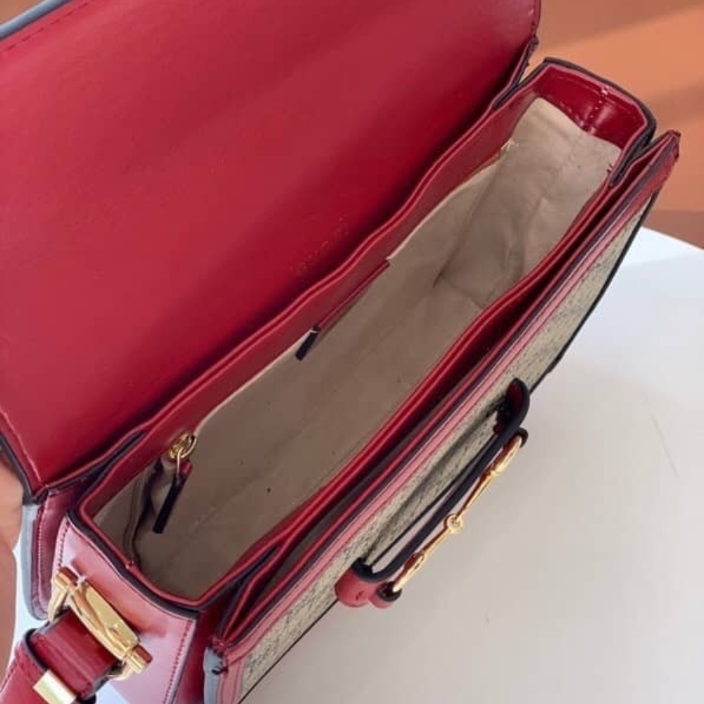 Gucci Horsebit 1955 Bag Beige Red 25cm 602204 92TCG 8561 - Image 5