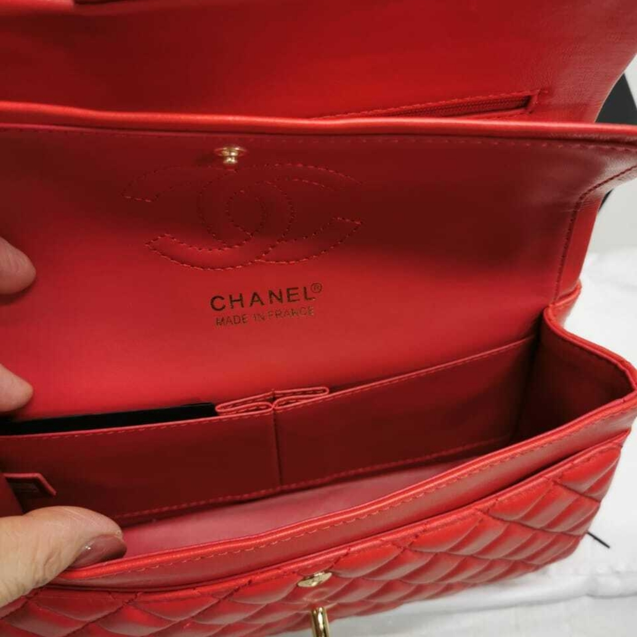 Chanel Classic Handbag Red 25cm A01112 - Image 7