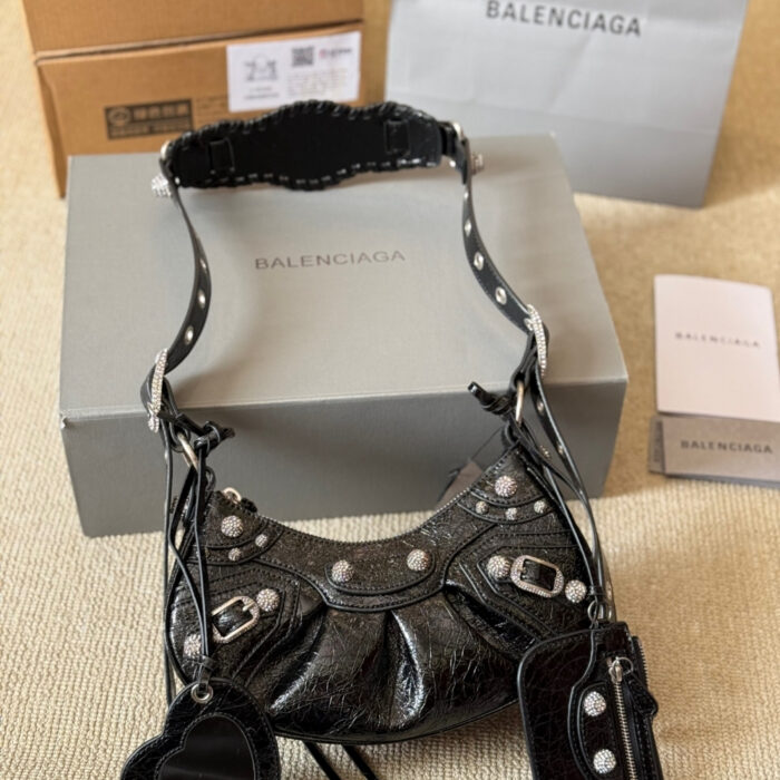 Balenciaga Le Cagole XS Shoulder Bag With Rhinestones Black 25Cm 671309210BK1000 - Image 2
