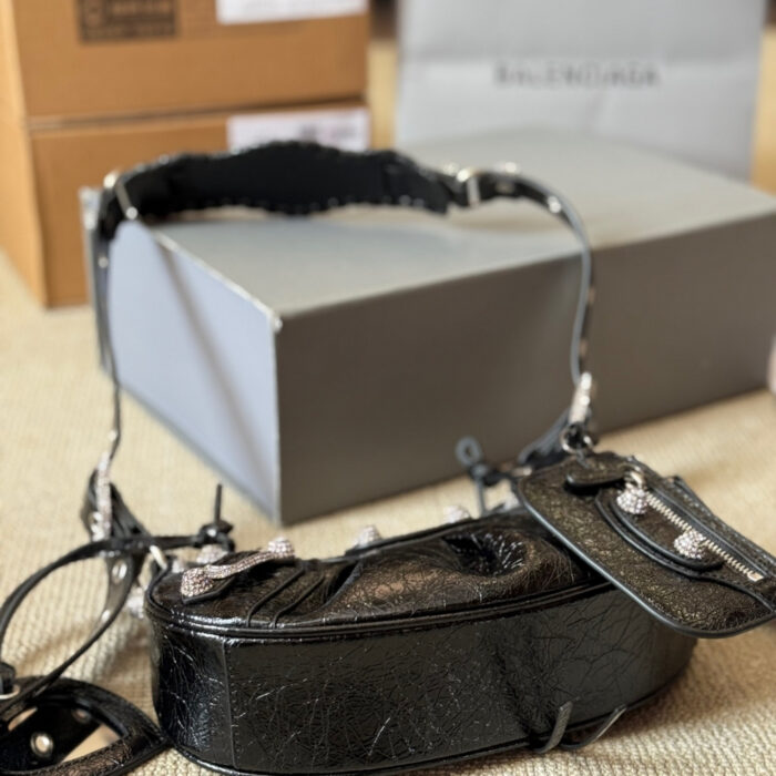 Balenciaga Le Cagole XS Shoulder Bag With Rhinestones Black 25Cm 671309210BK1000 - Image 3