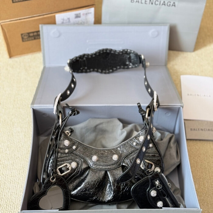 Balenciaga Le Cagole XS Shoulder Bag With Rhinestones Black 25Cm 671309210BK1000 - Image 4
