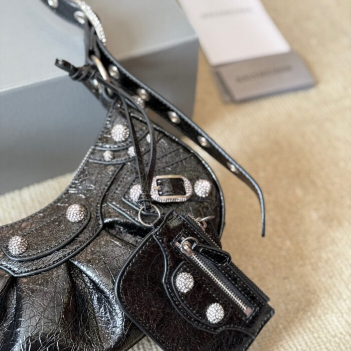 Balenciaga Le Cagole XS Shoulder Bag With Rhinestones Black 25Cm 671309210BK1000 - Image 5