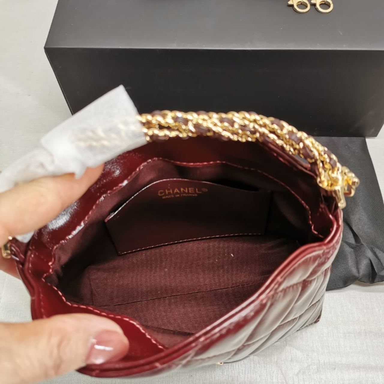 Chanel Clutch With Chain Burgundy 18cm AP4189 B17675 NZG79 - Image 7