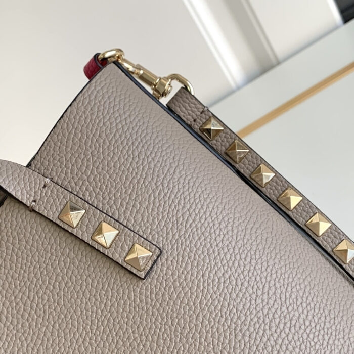 Valentino Garavani Rockstud Small Tote Bag Grey Genuine 28cm - Image 5