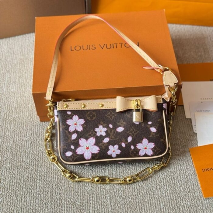 Louis Vuitton X Murakami Pochette Accessoires Sakura Brown 22cm M13666 - Image 5
