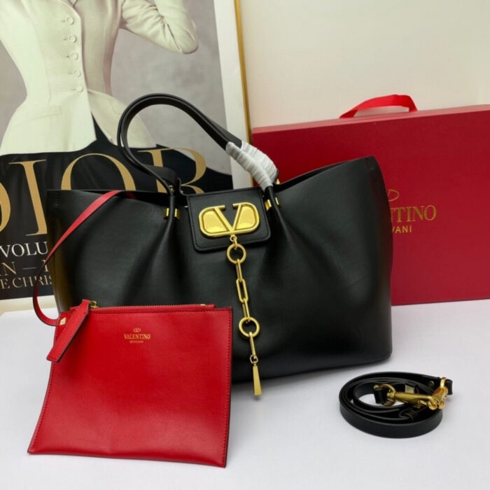 Valentino Garavani Large VLogo Escape Shopper Tote Black 41Cm - Image 2