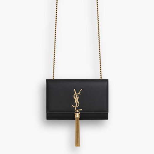 Saint Laurent Kate Small Tassel In Grain De Poudre Embossed Leather Black 20Cm 474366BOW0J1000