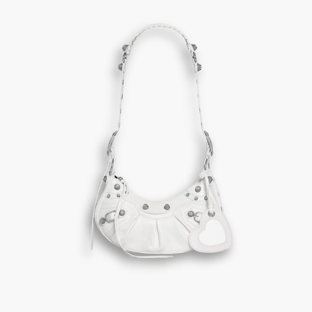 Balenciaga Le Cagole XS Shoulder Bag With Rhinestones White 25Cm 671309210BK9104