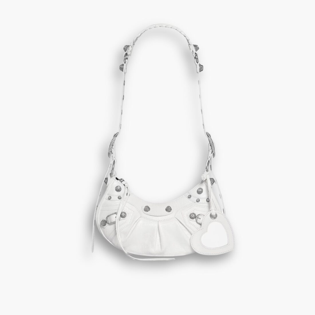 Balenciaga Le Cagole XS Shoulder Bag With Rhinestones White 25Cm 671309210BK9104