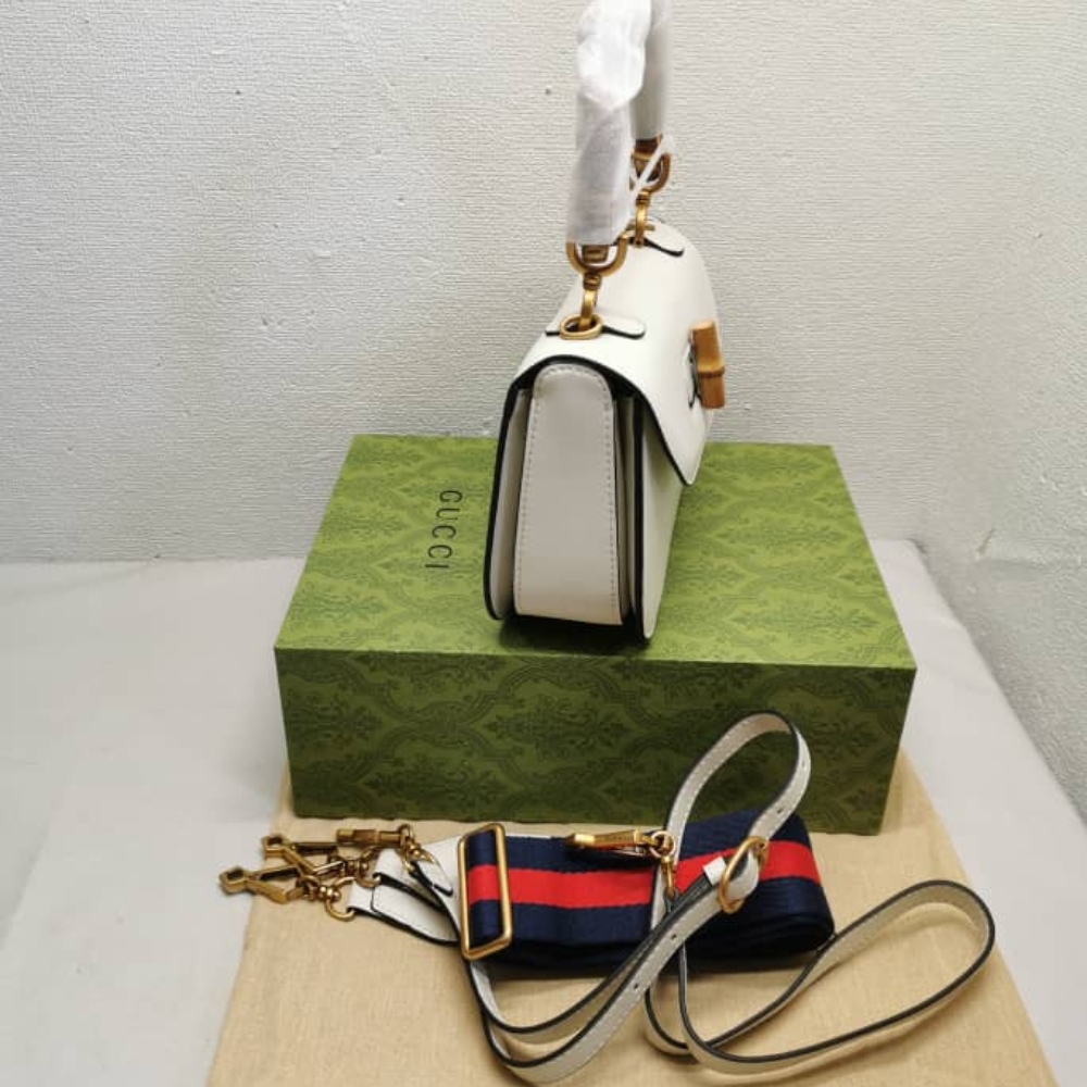 Gucci Bamboo 1947 Small Bag White 21Cm 675797 10ODT 8454 - Image 4