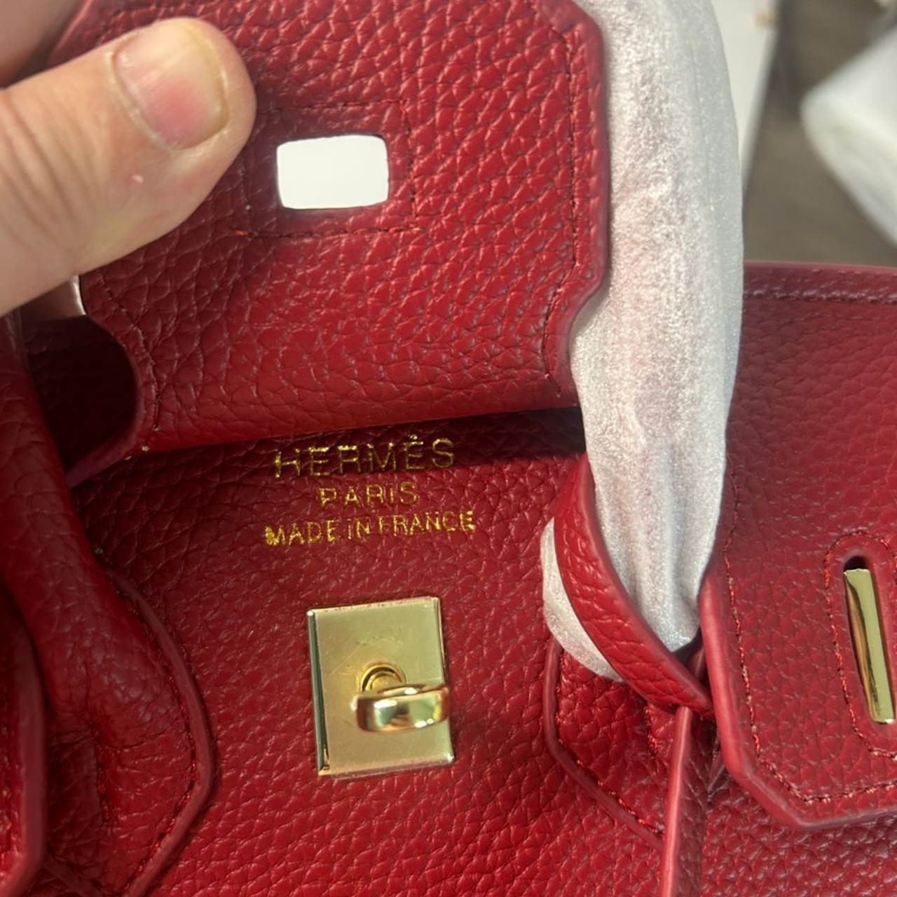 Hermes Birkin Togo Handbag Rouge 25cm - Image 6