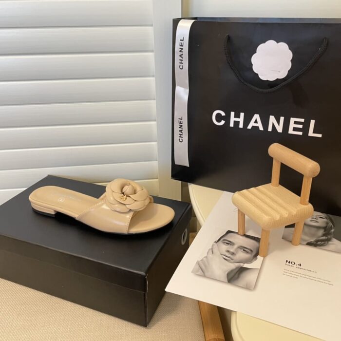 Chanel Camellia Slides Beige - Image 9