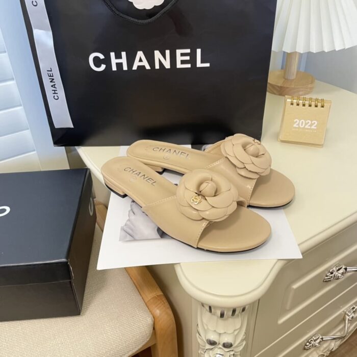 Chanel Camellia Slides Beige - Image 6