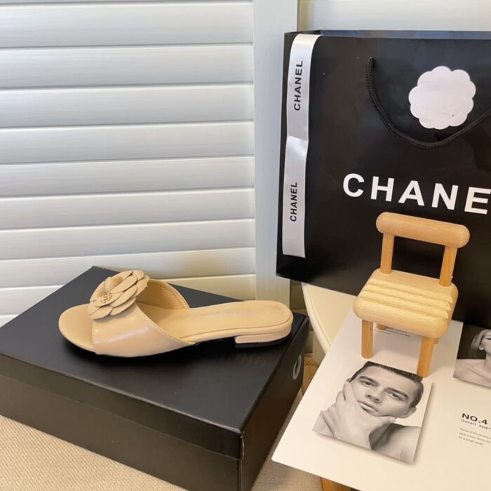 Chanel Camellia Slides Beige - Image 4