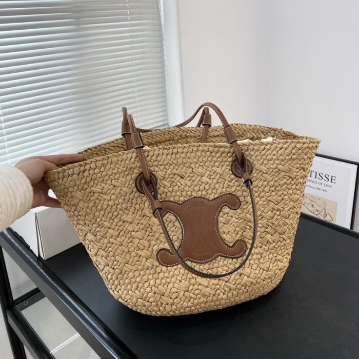 Celine Triomphe Panier Raffia Tan 31cm - Image 2