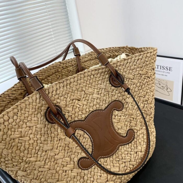 Celine Triomphe Panier Raffia Tan 31cm - Image 3