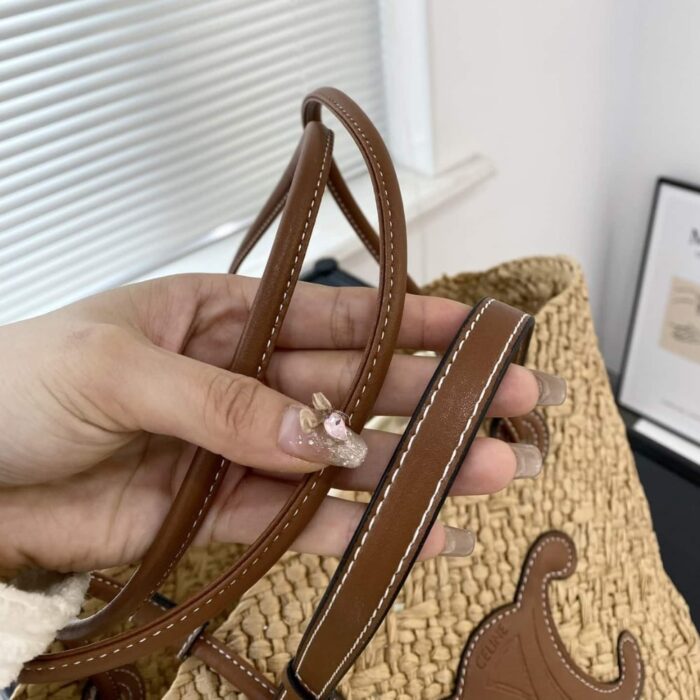 Celine Triomphe Panier Raffia Tan 31cm - Image 5
