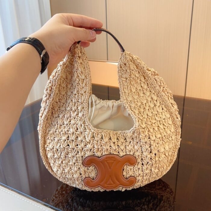 Celine Classic Panier Hobo Bag In Raffia 30cm 112772EYR02NT - Image 2