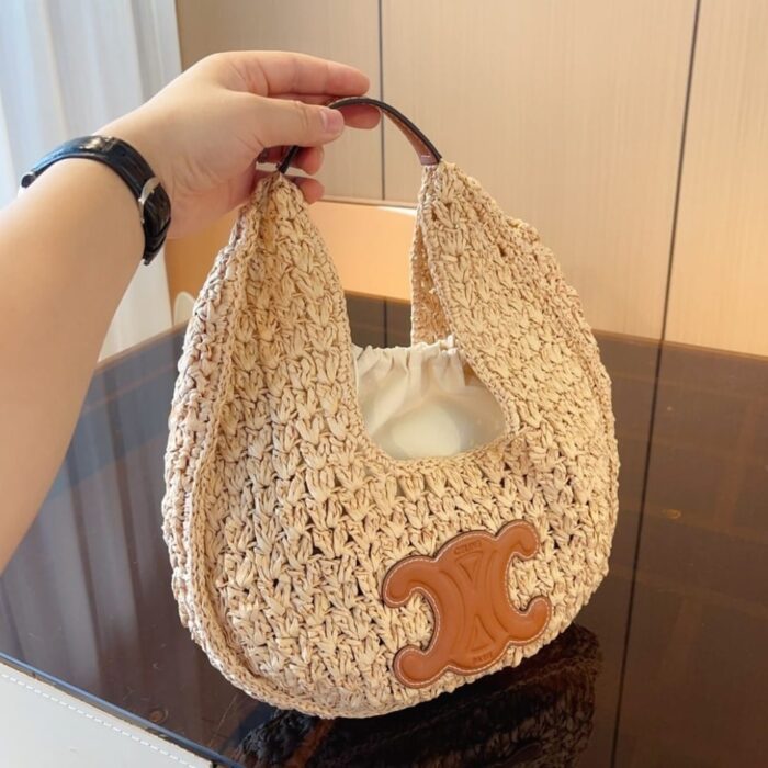 Celine Classic Panier Hobo Bag In Raffia 30cm 112772EYR02NT - Image 3