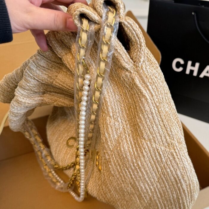 Chanel 22 Straw Gold Tone Metal Bag 35cm - Image 4