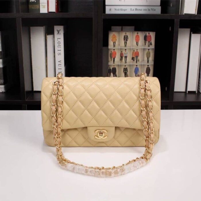 Chanel Classic Flap Bag Beige 30cm - Image 3