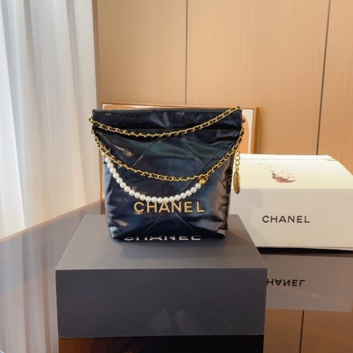 Chanel 22 Mini Handbag Pearl Black 22cm AS3980 B10672 94305 - Image 2