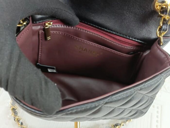 Chanel Classic Flap Crossbody Bag Caviar In Black 20cm - Image 3