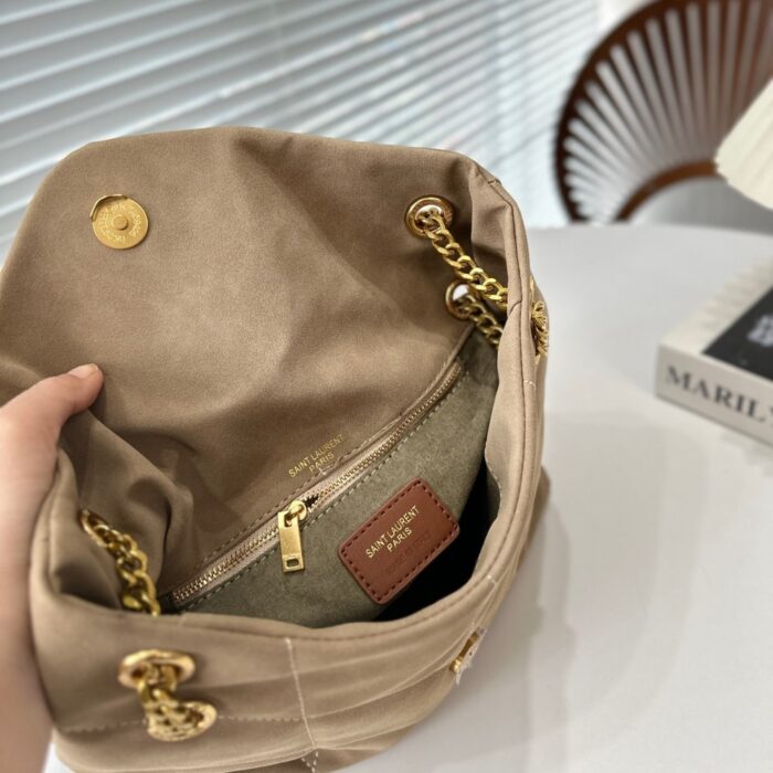 Saint Laurent Small Loulou Puffer In Suede 28cm 5774761U8072638 - Image 2