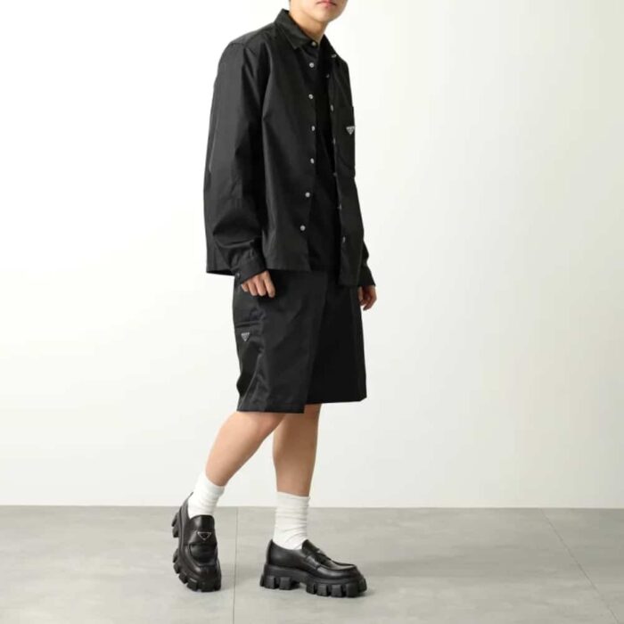 Prada Monolith Brushed Leather Loafers In Black 2DE129B4LF0002 - Image 9
