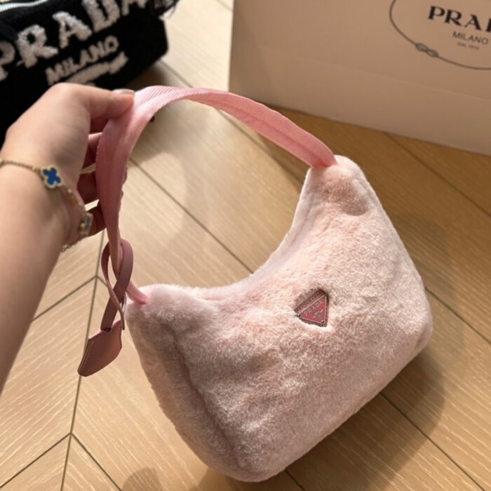 Prada Re Edition 2000 Bag Shearling Pink 23cm - Image 2