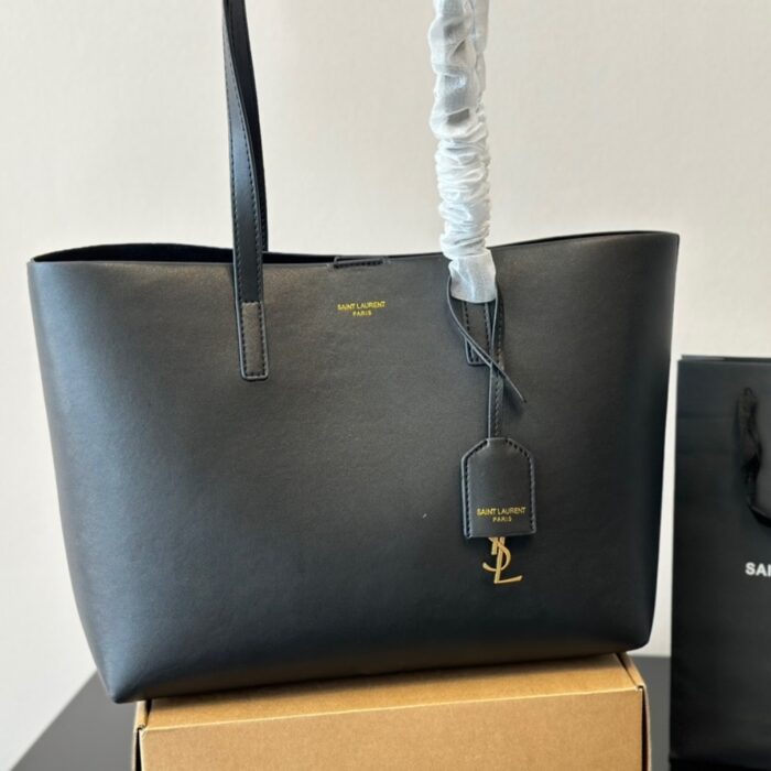 Saint Laurent Shopping Bag Leather Black 37cm 600281CSV0J1000 - Image 3