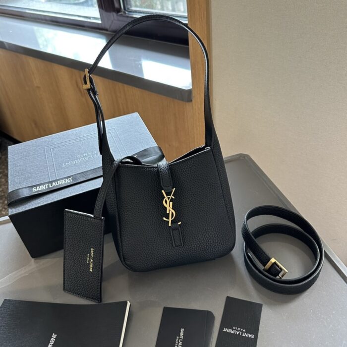 Saint Laurent Le 5 À 7 Supple Baby In Grained Leather Black 15cm 809461AADUU1000 - Image 3