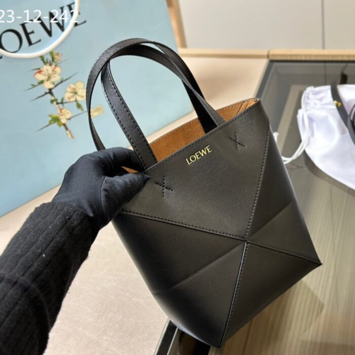 Loewe Mini Puzzle Fold Tote Black 17cm A657V25X01 1100 - Image 2