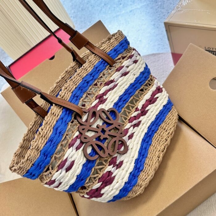 Loewe Basket Tote Natural And Blue 29cm - Image 2