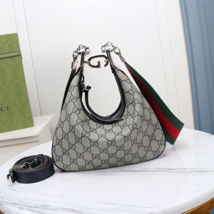 Gucci GG Attache Shoulder Bag Beige And Blue 23cm 699409 96GRN 4082 - Image 2