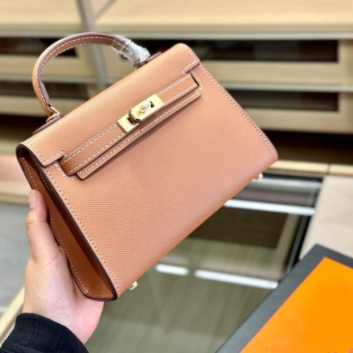Hermes Kelly Mini Epsom Handbag Brown 19cm - Image 2