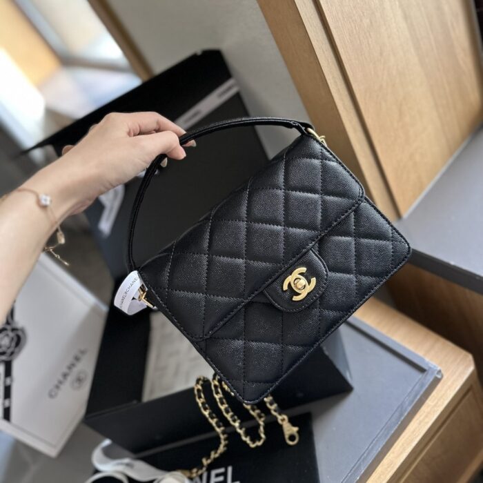 Chanel Small Flap Bag With Handle Black 20cm AS5166 B18184 94305 - Image 2