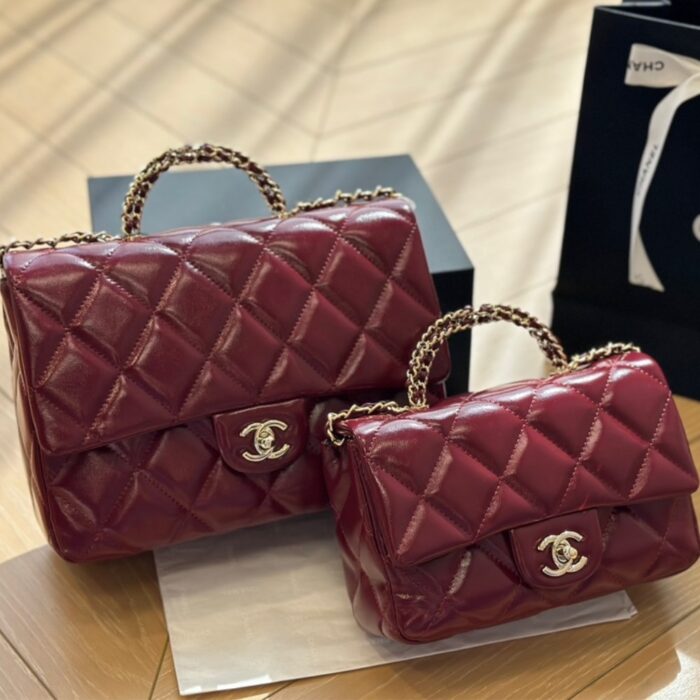 Chanel Flap Bag With Handle Burgundy 24cm AS5043 B17665 NZG79 - Image 2