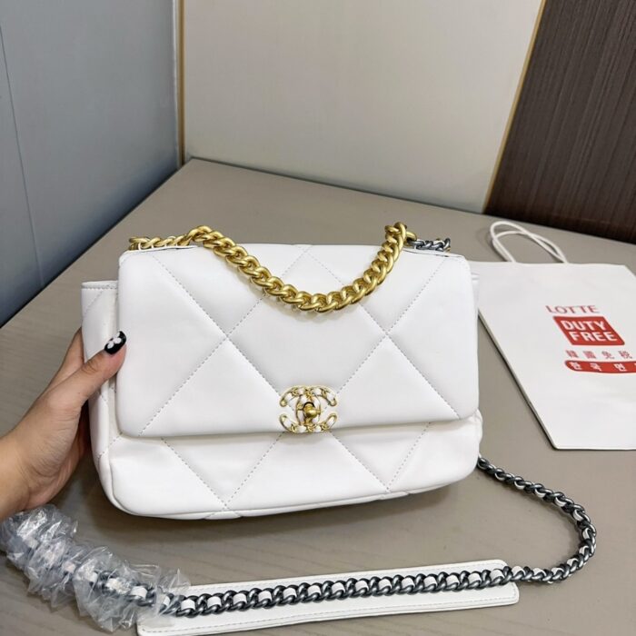 Chanel 19 Bag Leather In White 28cm - Image 2