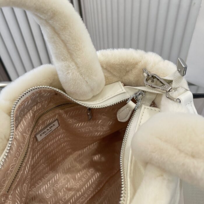 Prada Nappa Tote Bag Shearling White 26cm - Image 4